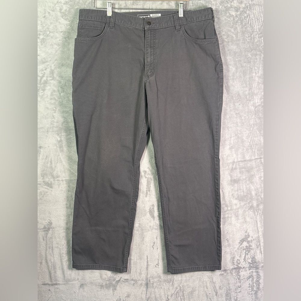 Carhartt Gray Rugged Flex Relaxed Fit Canvas 5 Pocket Work Pant Size 40x30